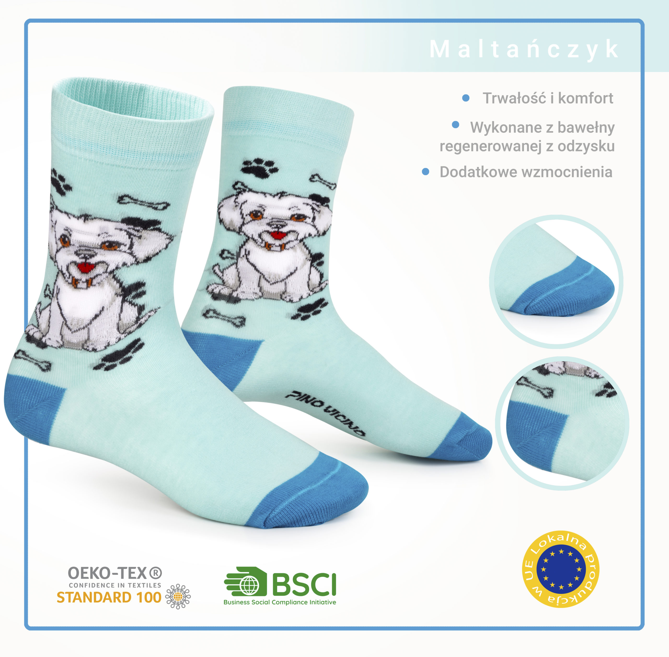 Skarpety w Pieski Rasa Maltańczyk LONG - obrazek 3