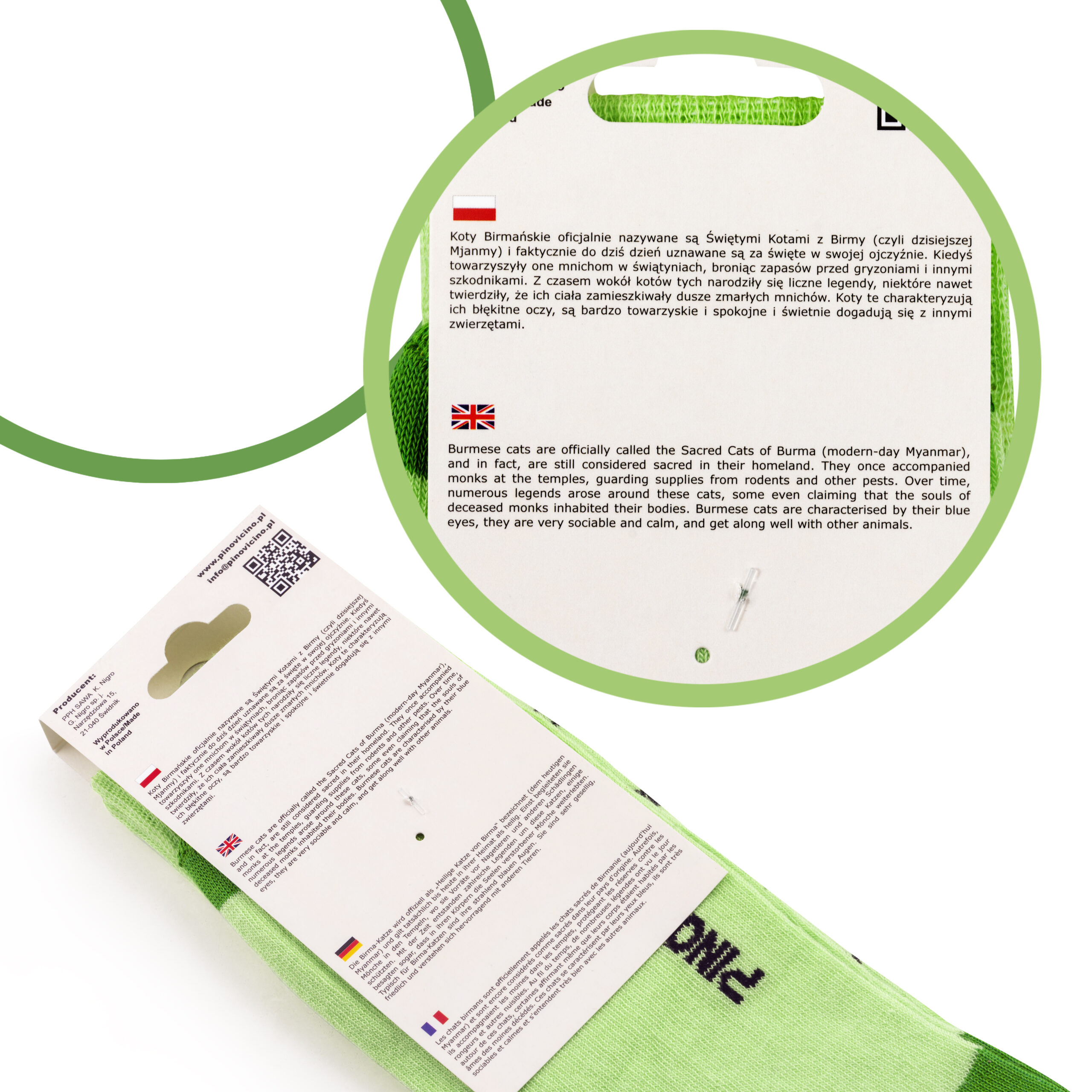 Skarpety w Koty Pino Vicino Rasa Święty Kot Birmański LONG - obrazek 12