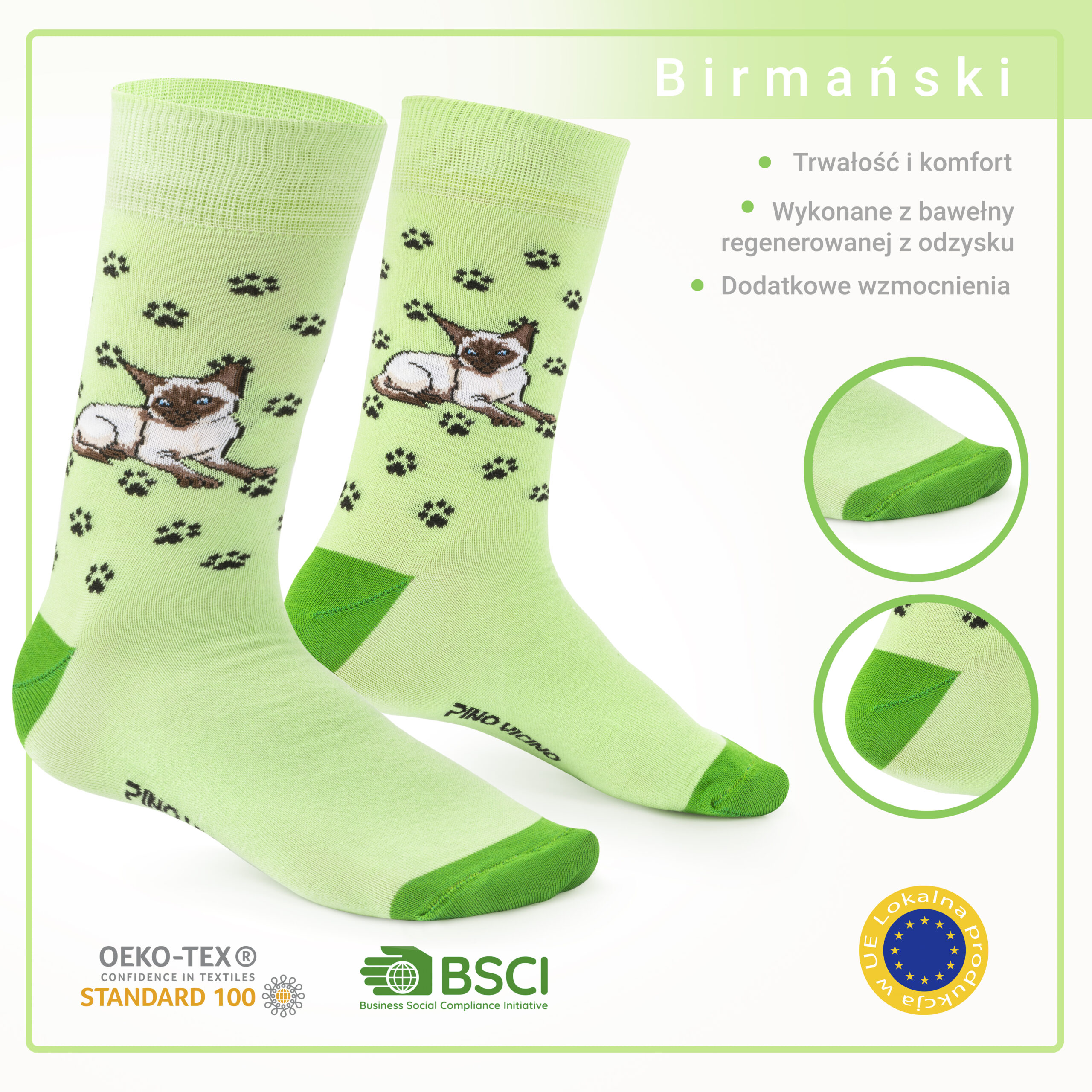 Skarpety w Koty Pino Vicino Rasa Święty Kot Birmański LONG - obrazek 11