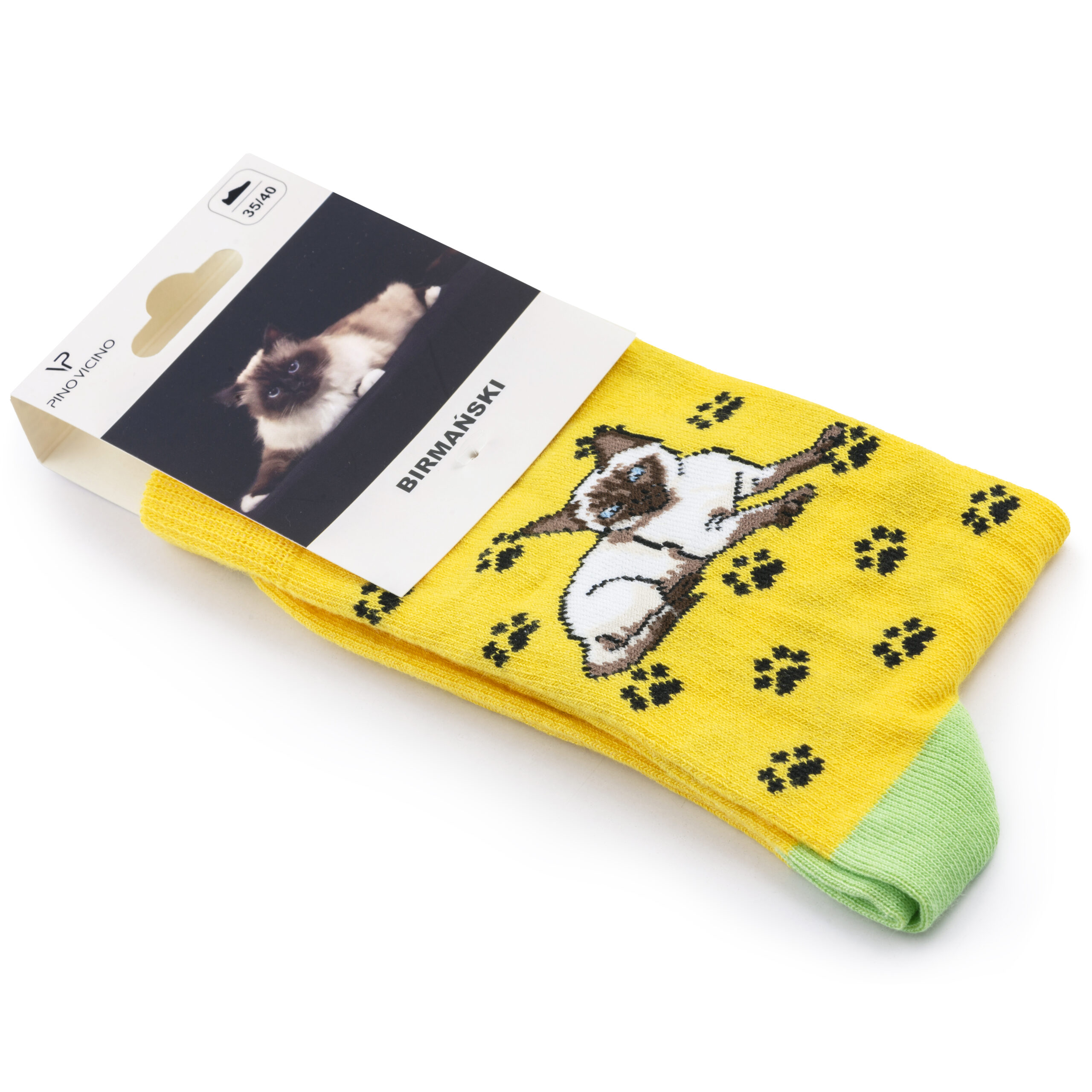 Skarpety w Koty Pino Vicino Rasa Święty Kot Birmański LONG - obrazek 4