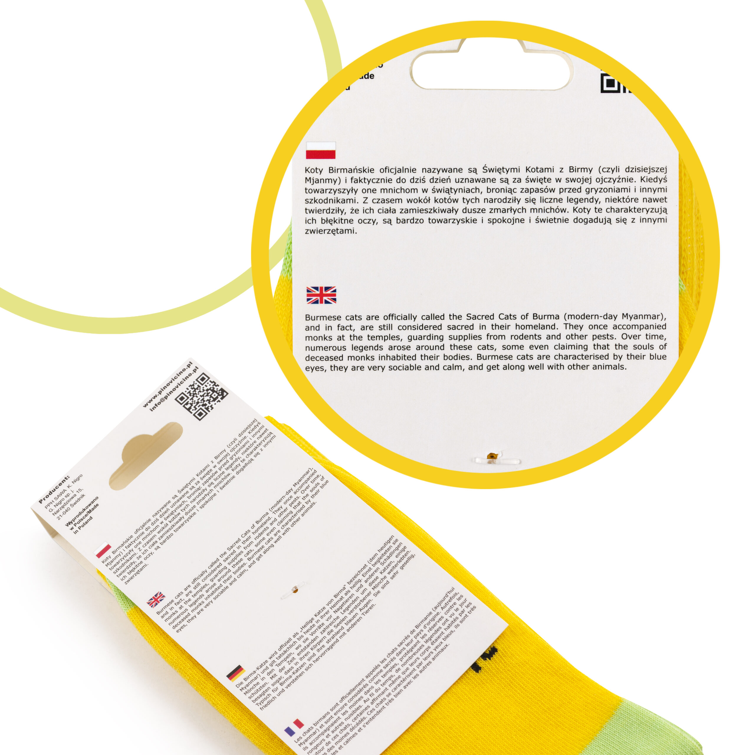 Skarpety w Koty Pino Vicino Rasa Święty Kot Birmański LONG - obrazek 6