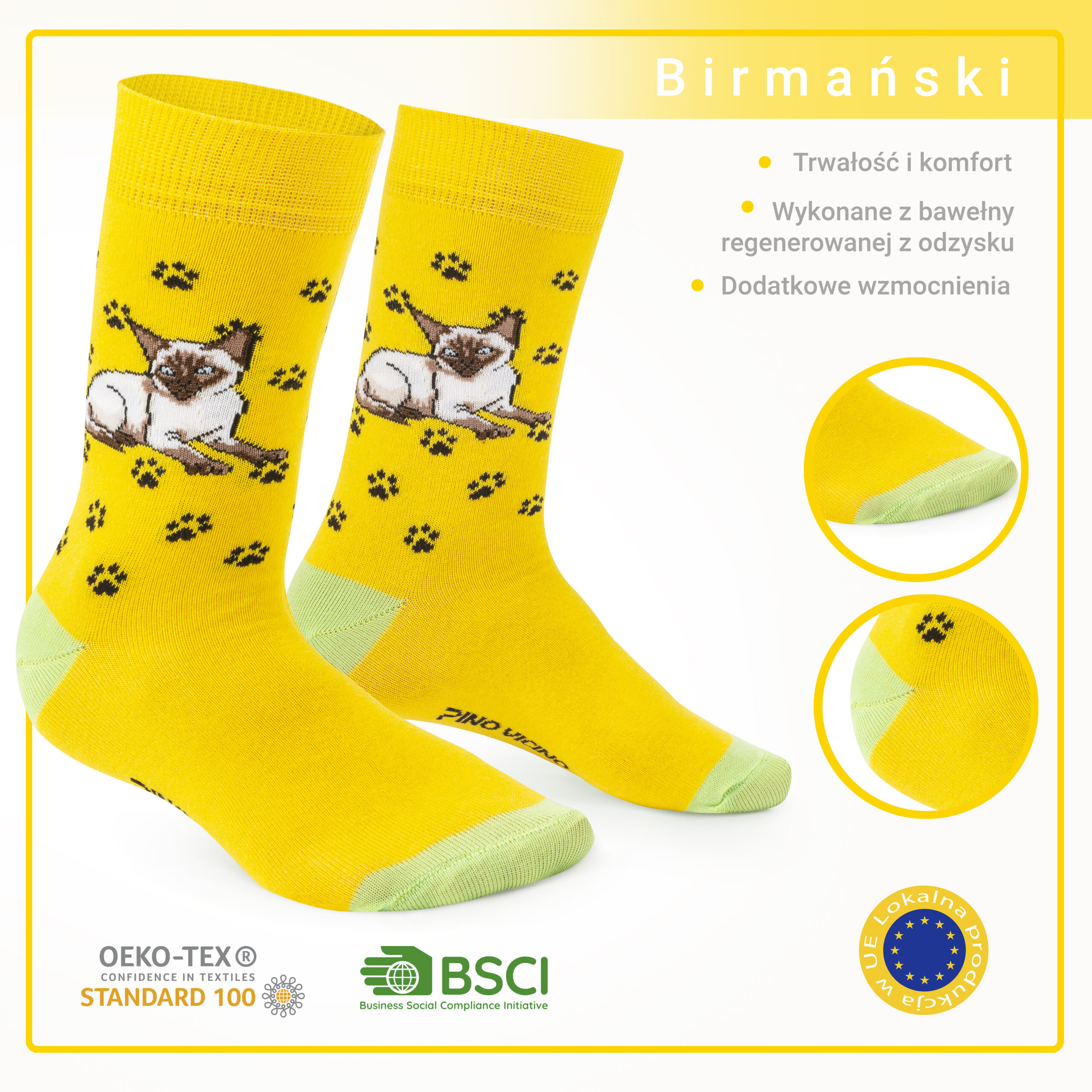 Skarpety w Koty Pino Vicino Rasa Święty Kot Birmański LONG - obrazek 5