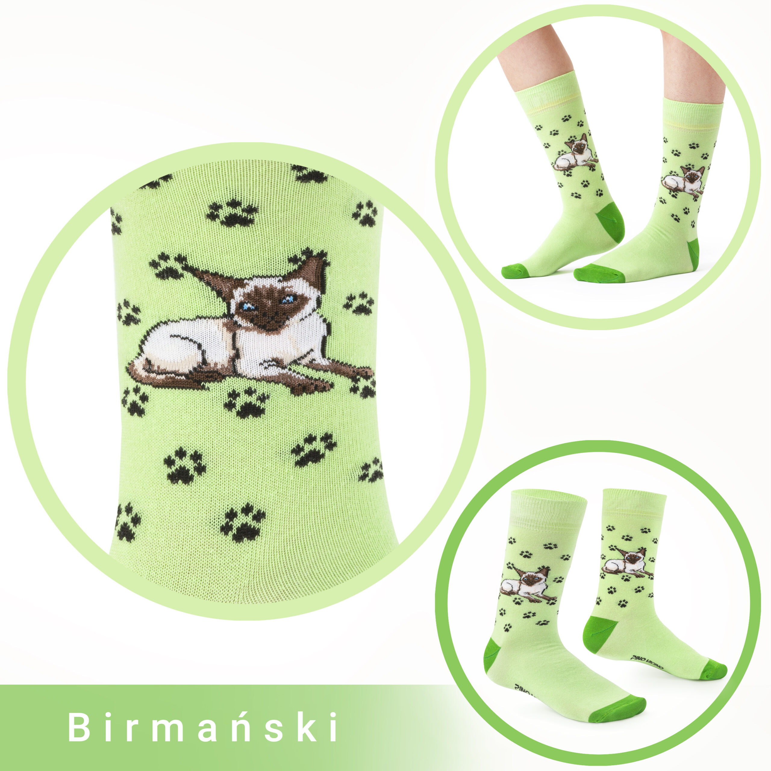 Skarpety w Koty Pino Vicino Rasa Święty Kot Birmański LONG - obrazek 9
