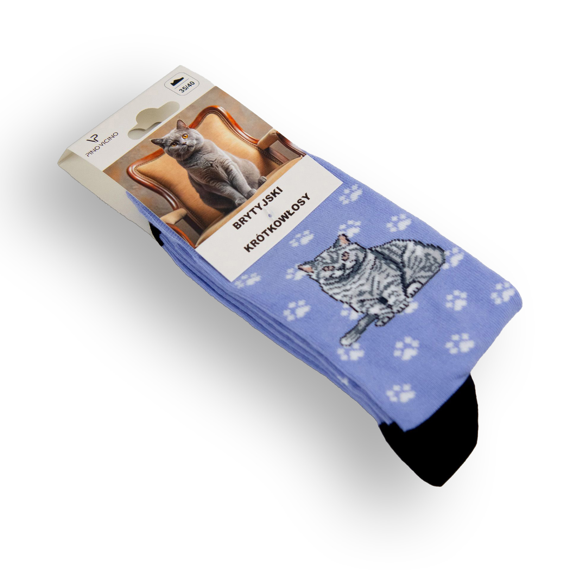 Skarpety w Koty Pino Vicino Rasa Brytyjski Krótkowłosy LONG - obrazek 2