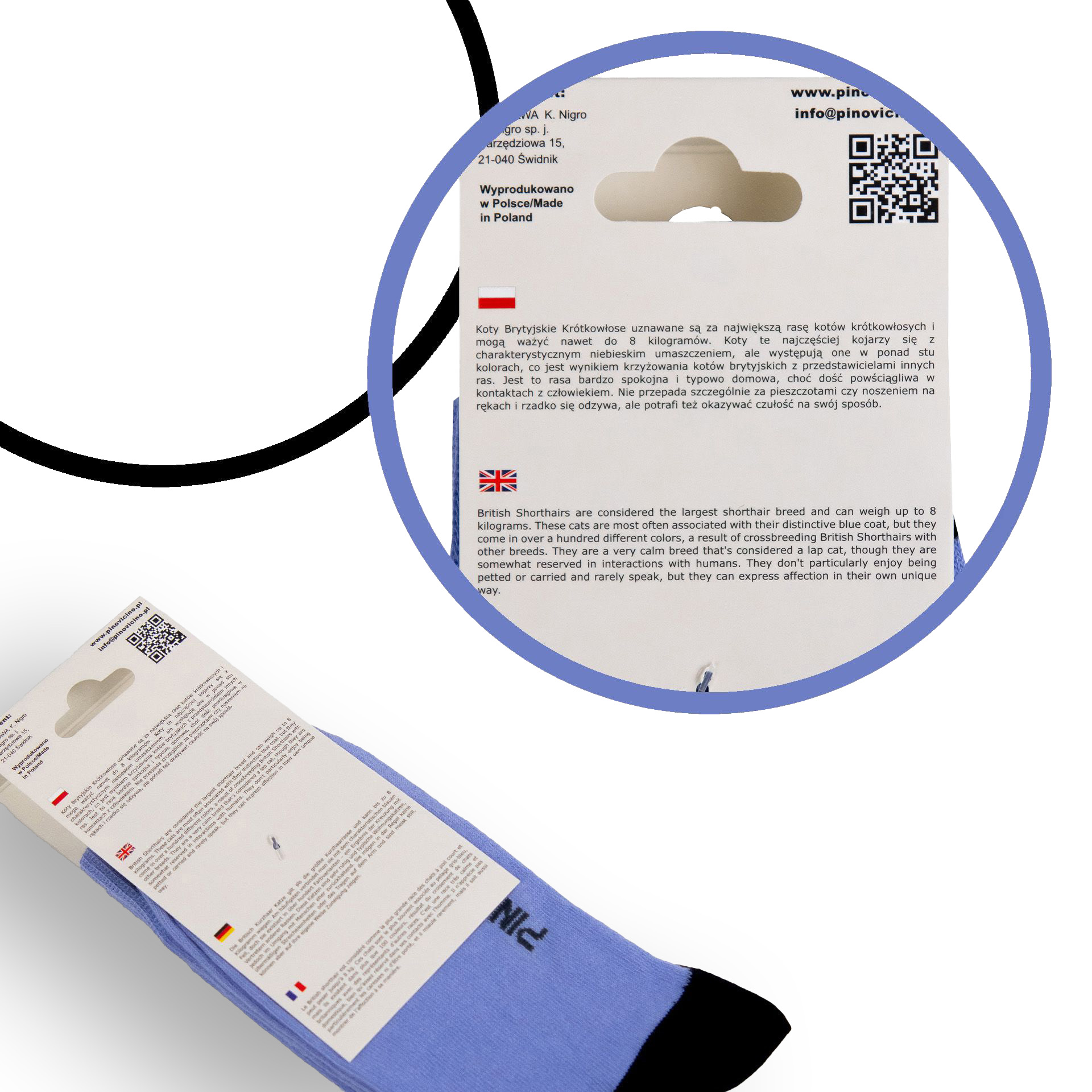 Skarpety w Koty Pino Vicino Rasa Brytyjski Krótkowłosy LONG - obrazek 3